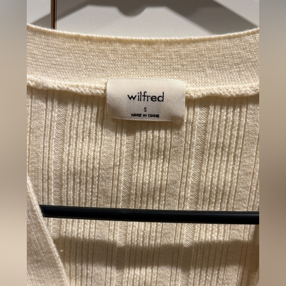 Wilfred Cream Ribbed Button-Up Cardigan - Picture 2 of 5